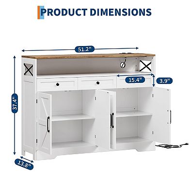 Sideboard Buffet Cabinet,Modern Farmhouse Storage Cabinet,Wood Coffee Bar Cabinet Buffet Table