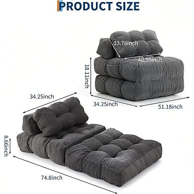 ANIXOL Single Convertible Sleeper Chair Folding Sofa Bed with Pillow