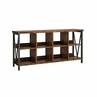8 Cube Storage Organizer Bookshelf,2 tier Horizontal Bookcase,Low Book Shelf,Entryway Table