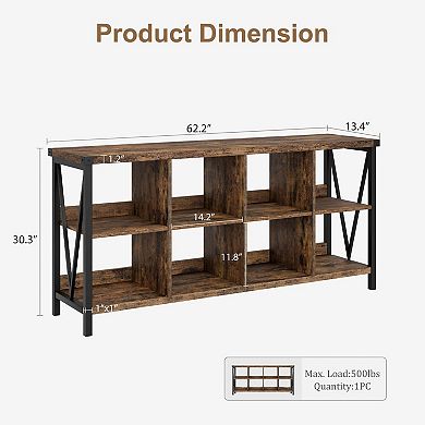 8 Cube Storage Organizer Bookshelf,2 Tier Horizontal Bookcase,Low Book Shelf,Entryway Table