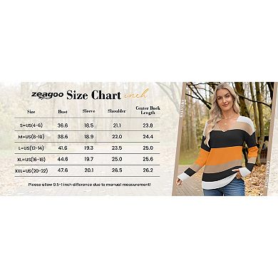 Zeagoo Sweater Tunics for Women Casual Long Sleeve V Neck Loose Knit Pullover Sweaters