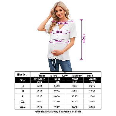 Maternity V Neck Button Up Shirt Summer Short Sleeve Nursing Tops