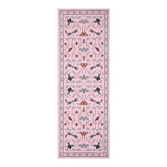 Botanical Spring Area Rug Butterfly & Dragonfly, Washable Non Slip Runner Rug, Living Room Bedroom