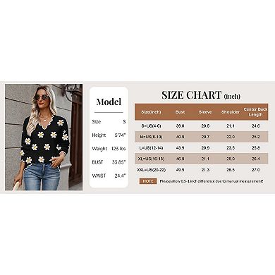 Zeagoo Women's Fall Printed Pullover Sweaters, Long Sleeve V Neck Cute Knit Sweaters