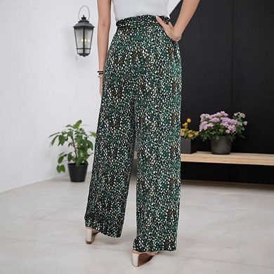 Women's Wide Leg Lounge Lightweight High Waisted Adjustable Tie Knot Loose Trousers