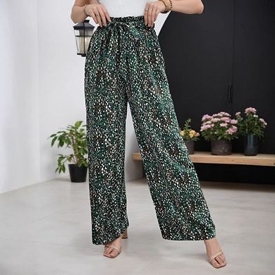 Women's Wide Leg Lounge Lightweight High Waisted Adjustable Tie Knot Loose Trousers