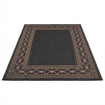 Waterproof Outdoor Rug UV Resistant Reversible, Argyle Plastic Area Rug for Balcony Patio Porch