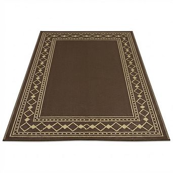Waterproof Outdoor Rug UV Resistant Reversible, Argyle Plastic Area Rug for Balcony Patio Porch
