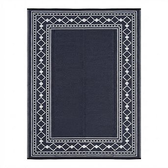 Waterproof Outdoor Rug UV Resistant Reversible, Argyle Plastic Area Rug for Balcony Patio Porch
