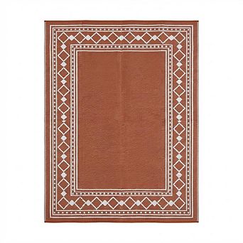 Waterproof Outdoor Rug UV Resistant Reversible, Argyle Plastic Area Rug for Balcony Patio Porch