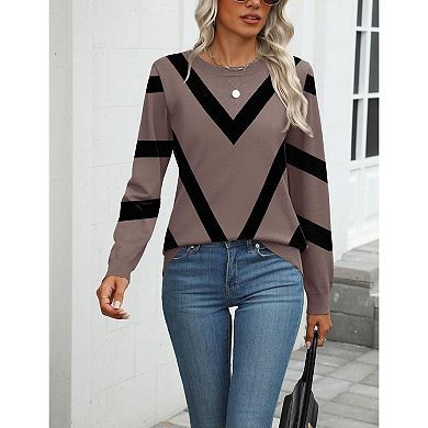 Zeagoo Women's Fall Long Sleeve Crew Neck Pullover Sweaters, Loose Polka Dot Dressy Basic Tops