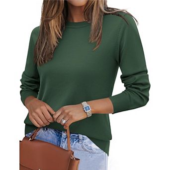 Zeagoo Women's Fall Long Sleeve Crew Neck Pullover Sweaters, Loose Polka Dot Dressy Basic Tops