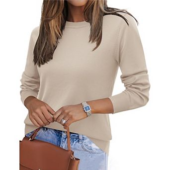Zeagoo Women's Fall Long Sleeve Crew Neck Pullover Sweaters, Loose Polka Dot Dressy Basic Tops