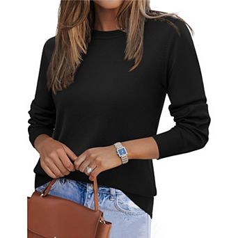 Zeagoo Women's Fall Long Sleeve Crew Neck Pullover Sweaters, Loose Polka Dot Dressy Basic Tops