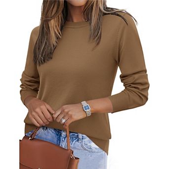 Zeagoo Women's Fall Long Sleeve Crew Neck Pullover Sweaters, Loose Polka Dot Dressy Basic Tops