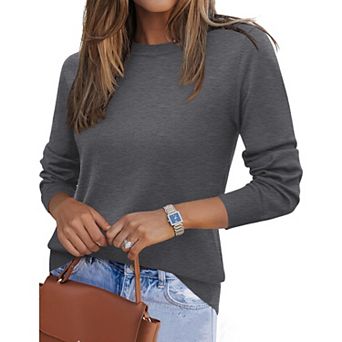 Zeagoo Women's Fall Long Sleeve Crew Neck Pullover Sweaters, Loose Polka Dot Dressy Basic Tops