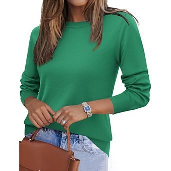 Zeagoo Women's Fall Long Sleeve Crew Neck Pullover Sweaters, Loose Polka Dot Dressy Basic Tops