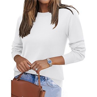 Zeagoo Women's Fall Long Sleeve Crew Neck Pullover Sweaters, Loose Polka Dot Dressy Basic Tops