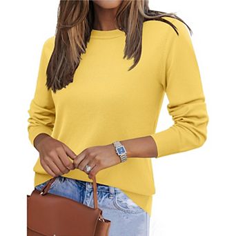 Zeagoo Women's Fall Long Sleeve Crew Neck Pullover Sweaters, Loose Polka Dot Dressy Basic Tops