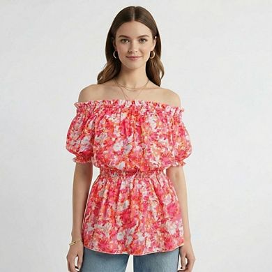 Womens Off The Shoulder Peplum Tops Elegant Flowy Ruch Waist Blouses
