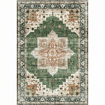 Boho Low Pile Rugs, Non Slip Washable Carpet for Kitchen, Laundry Room, Bathroom