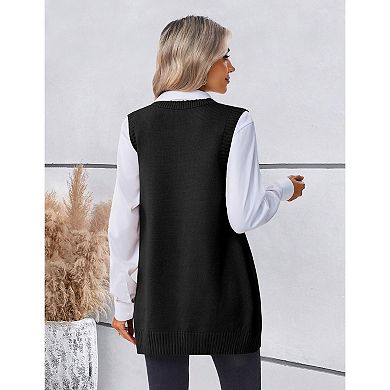 Zeagoo Sleeveless Vest for Women V Neck Knit Sweaters Trendy Fall Vests
