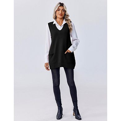 Zeagoo Sleeveless Vest for Women V Neck Knit Sweaters Trendy Fall Vests