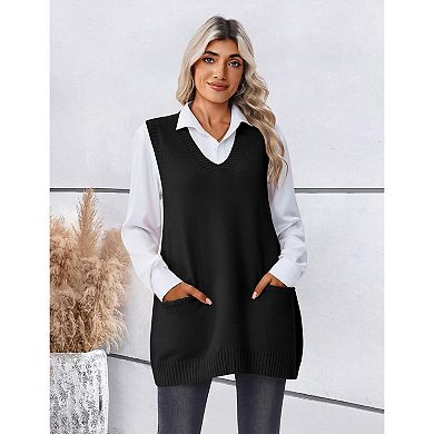 Zeagoo Sleeveless Vest for Women V Neck Knit Sweaters Trendy Fall Vests