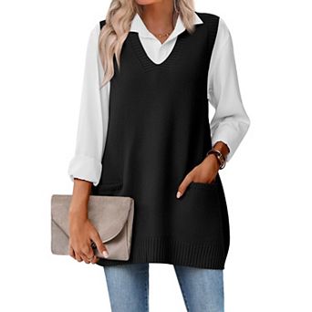 Zeagoo Sleeveless Vest for Women V Neck Knit Sweaters Trendy Fall Vests