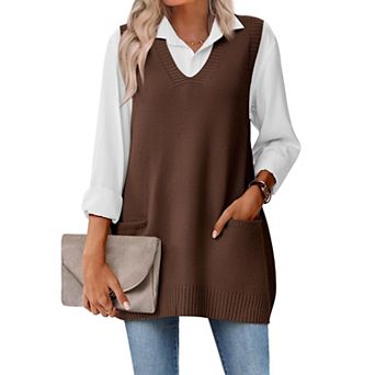 Zeagoo Sleeveless Vest for Women V Neck Knit Sweaters Trendy Fall Vests