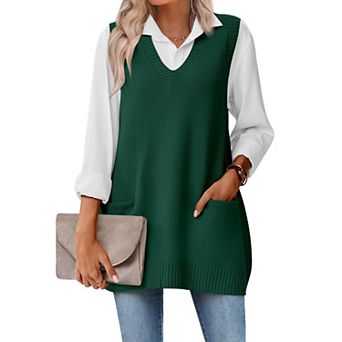 Zeagoo Sleeveless Vest for Women V Neck Knit Sweaters Trendy Fall Vests