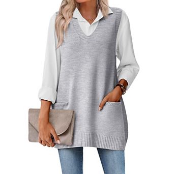 Zeagoo Sleeveless Vest for Women V Neck Knit Sweaters Trendy Fall Vests