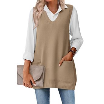 Zeagoo Sleeveless Vest for Women V Neck Knit Sweaters Trendy Fall Vests