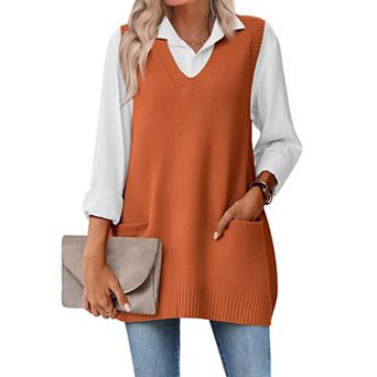 Zeagoo Sleeveless Vest for Women V Neck Knit Sweaters Trendy Fall Vests