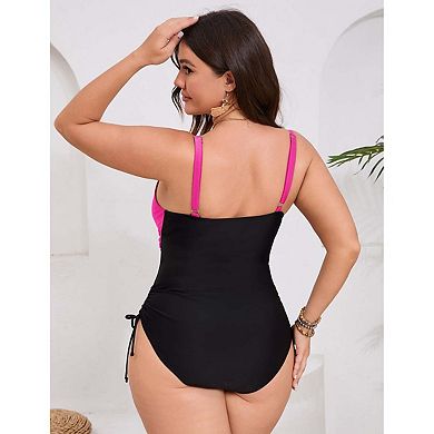 Seoria Womens Plus Size One Piece Swimsuit V Neck Wrap Front Tummy Control Bathing Suit