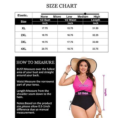 Seoria Womens Plus Size One Piece Swimsuit V Neck Wrap Front Tummy Control Bathing Suit