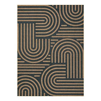 Abstract Easy Jute Area Rug, Washable Non Slip Carpet for Living Room, Dining Room, Patio, Backyard