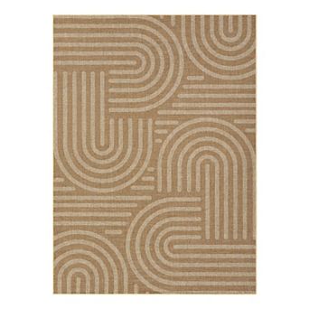Abstract Easy Jute Area Rug, Washable Non Slip Carpet for Living Room, Dining Room, Patio, Backyard