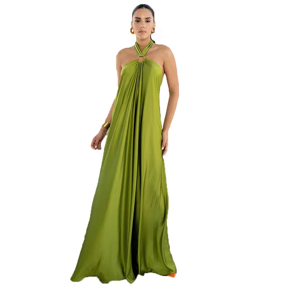 Женские платья Halter Neck Satin Maxi Dress Elegant Flowy Evening Gown