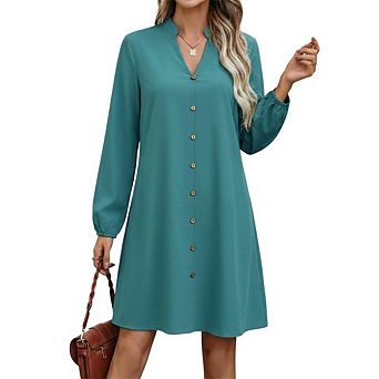 white christmas dresses Long sleeves green shirt dress women 2846 – Xiaolizi main image 1