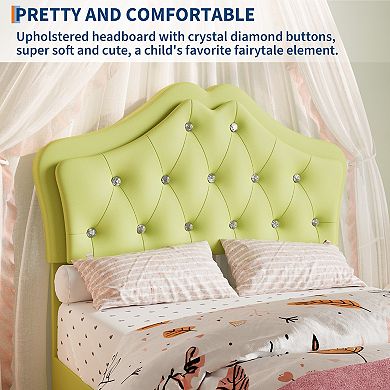 Twin Size Bed Frame with Storage Drawers & LED Lights, Noise-Free Slats, No Box Spring Needed