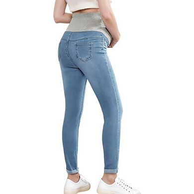 Women's Maternity Jeans Over Belly Skinny Stretchy Denim Pants Comfy Slim Pants