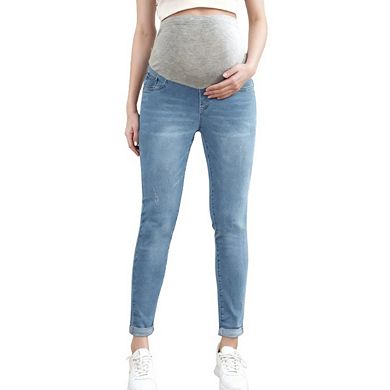 Women's Maternity Jeans Over Belly Skinny Stretchy Denim Pants Comfy Slim Pants
