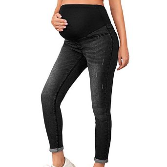 Women's Maternity Jeans Over Belly Skinny Stretchy Denim Pants Comfy Slim Pants