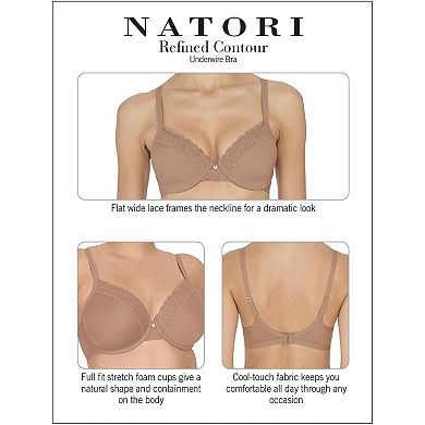 Natori Refined Full Fit Underwire T-Shirt Bra with Lace and Cool-touch