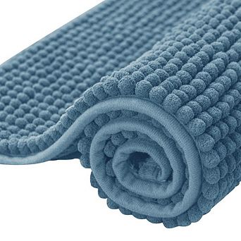 Chenille Bathroom Rug Non Slip Absorbent Machine Washable Bath Mat 16x24 Inch