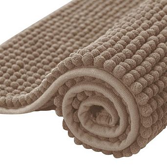 Chenille Bathroom Rug Non Slip Absorbent Machine Washable Bath Mat 16x24 Inch