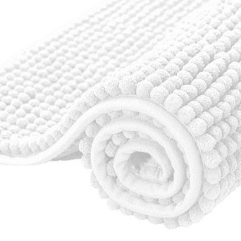 Chenille Bathroom Rug Non Slip Absorbent Machine Washable Bath Mat 16x24 Inch