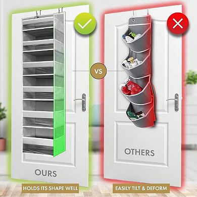 Heavy Duty Over The Door Organizer with 6 Multisized Pockets and 12 Mesh Sides