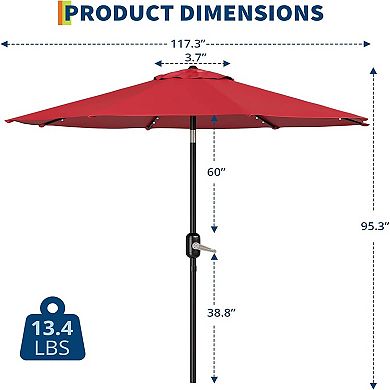 10-Foot Patio Umbrella with Solar Lights - LED Lights - Energy Saving for Bedroom - Dimmable